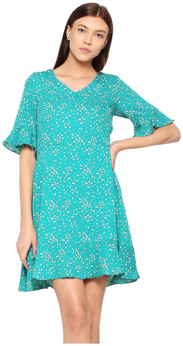 

Allen Solly Blue Printed A-line dress
