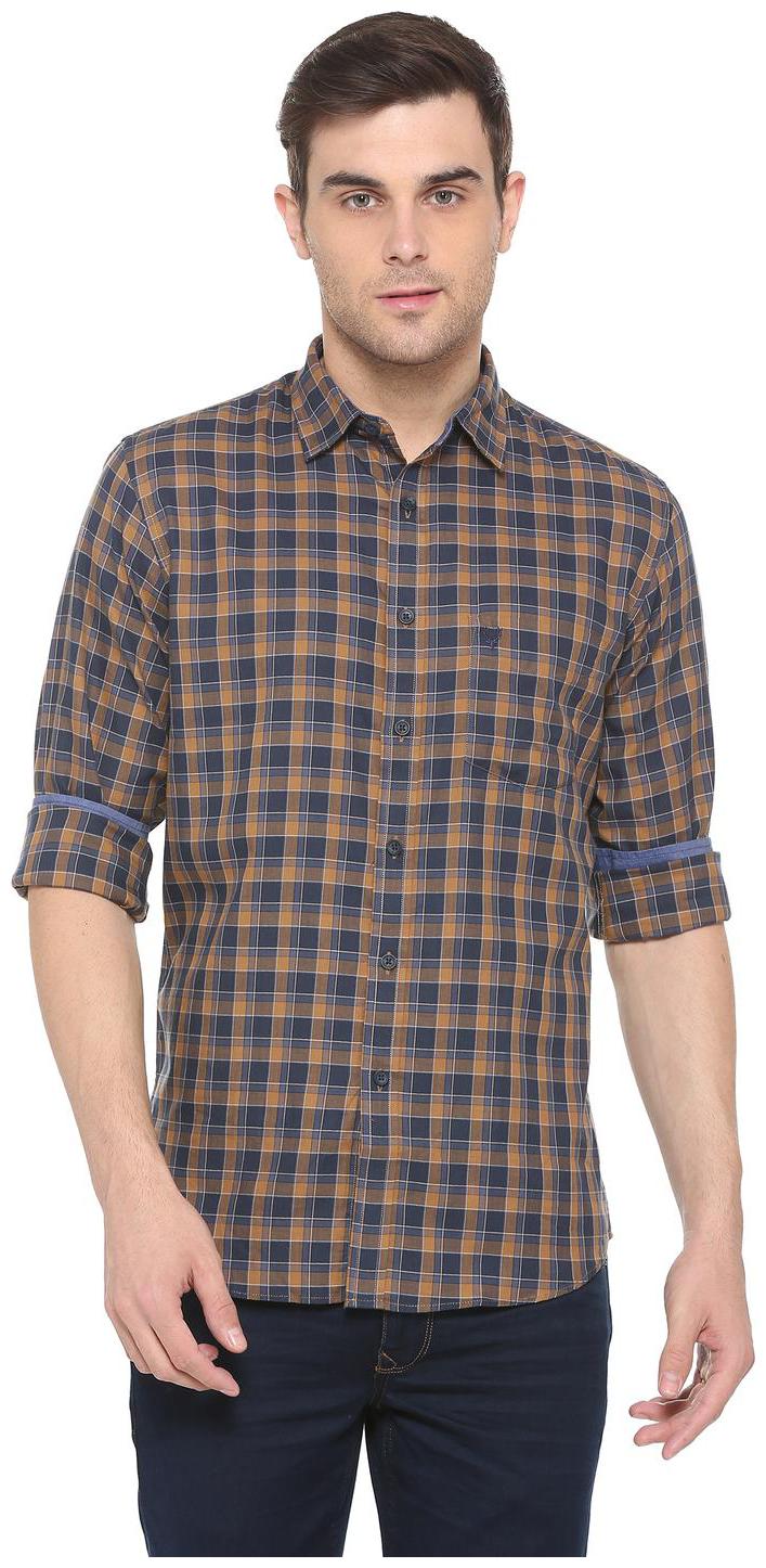 

Allen Solly Men Blue Checked Slim Fit Casual Shirt