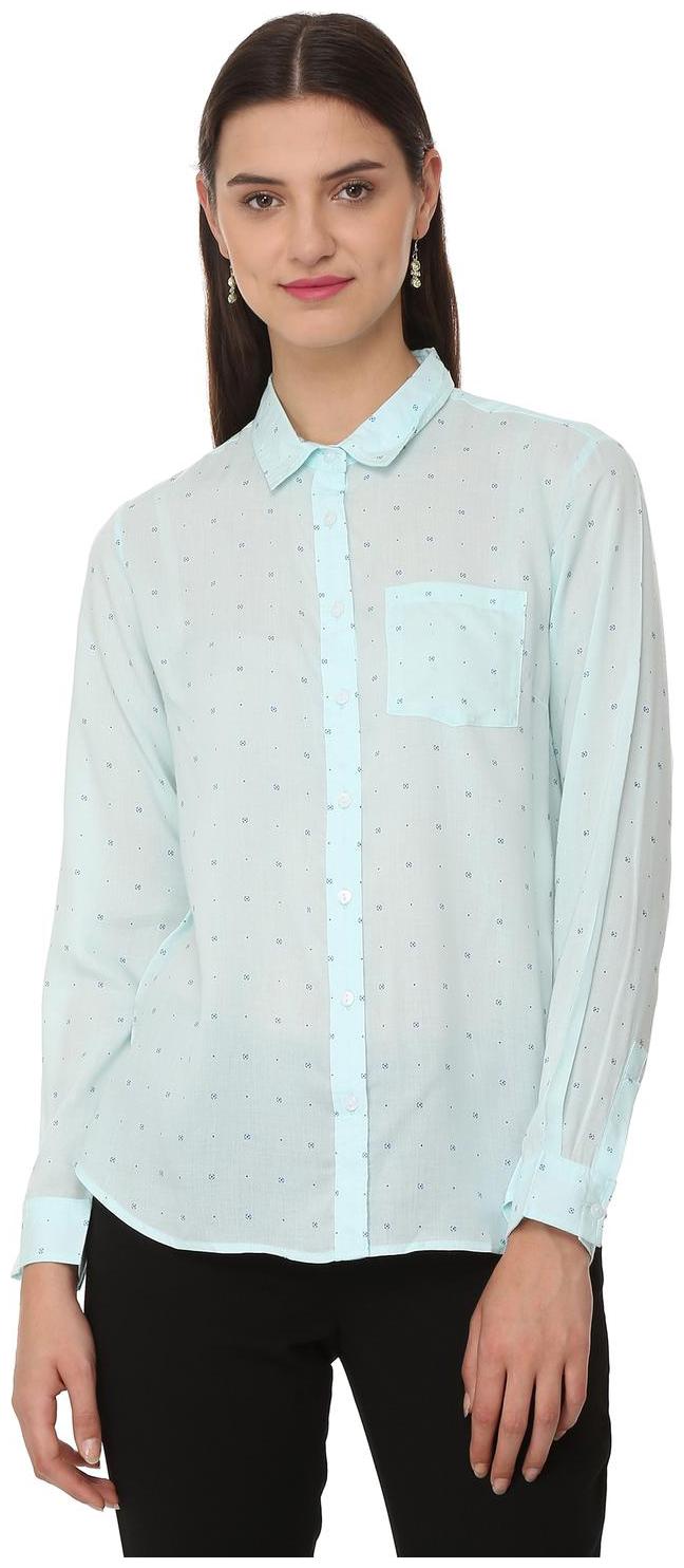 

Allen Solly Women Blue Printed Regular Fit Shirt