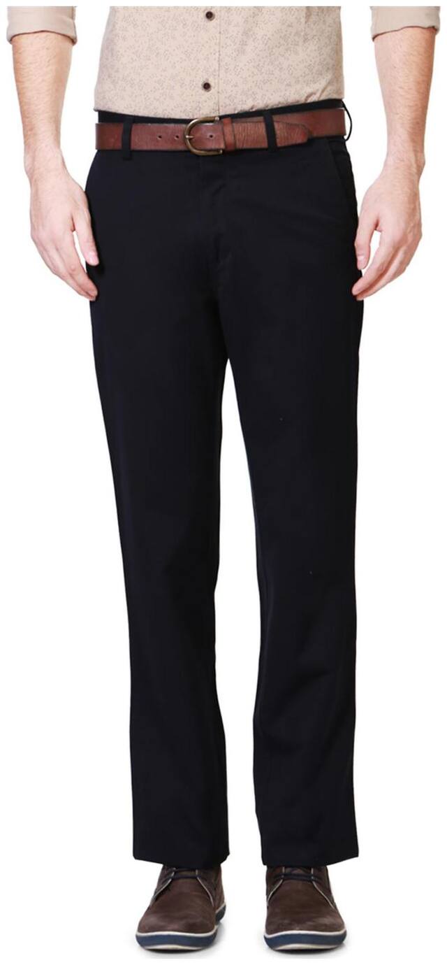Allen Solly Men Solid Regular Fit Formal Trouser - Blue