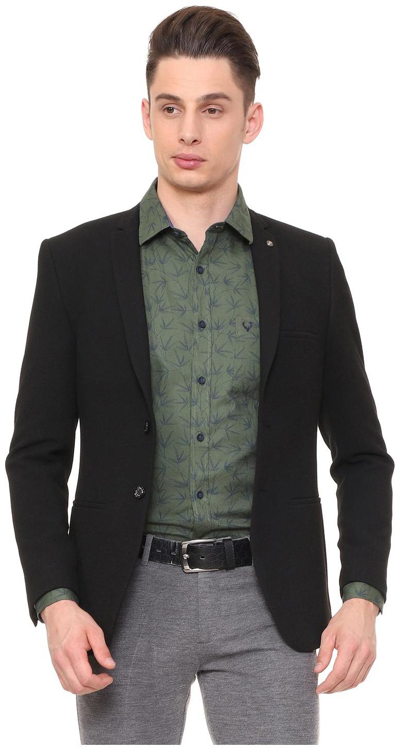 

Allen Solly Men Black Textured Slim fit Single Breasted Blazer