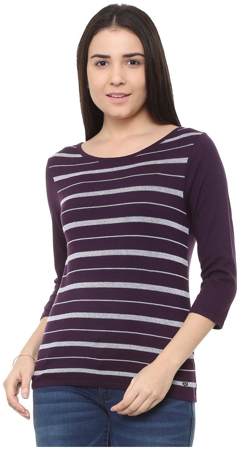 

Allen Solly Women Striped A-line top - Purple