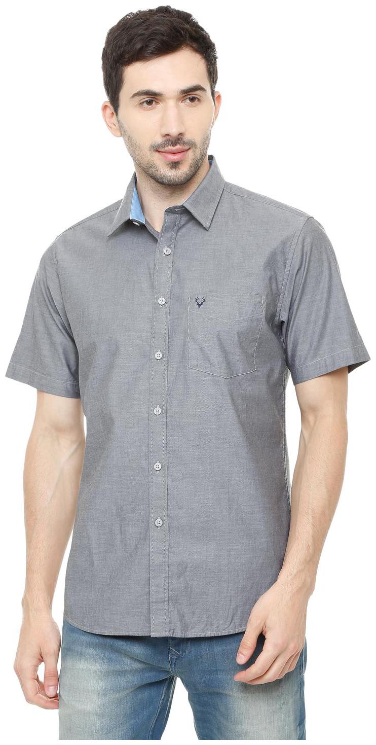 

Allen Solly Men Grey Solid Regular Fit Casual Shirt