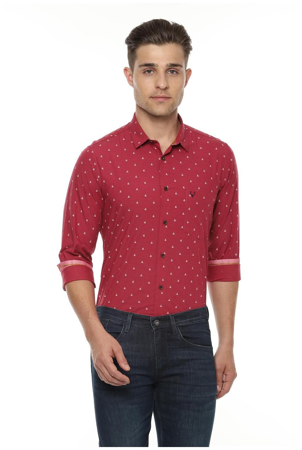 

Allen Solly Men Red Printed Slim Fit Casual Shirt