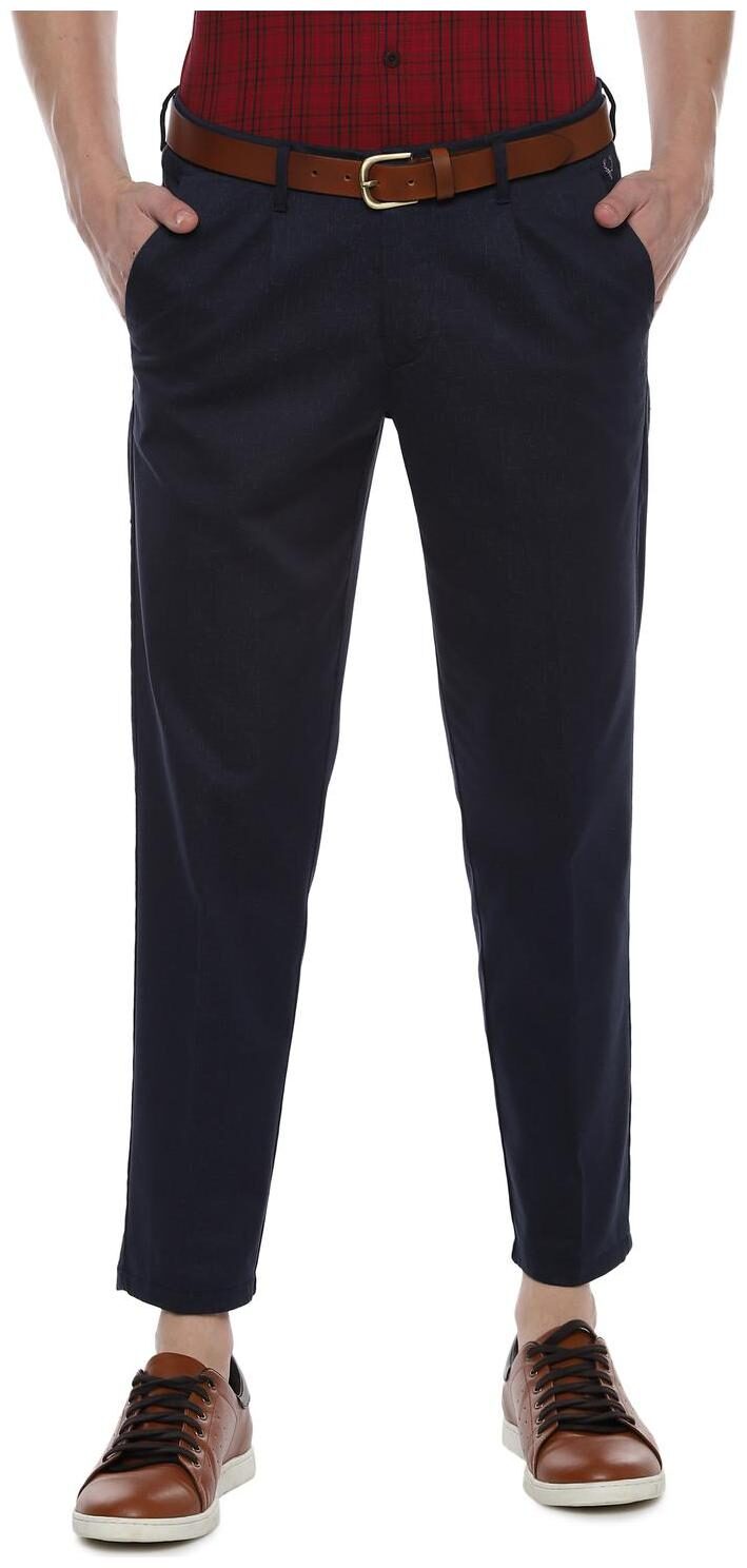 

Allen Solly Men Blue Textured Slim fit Regular trousers