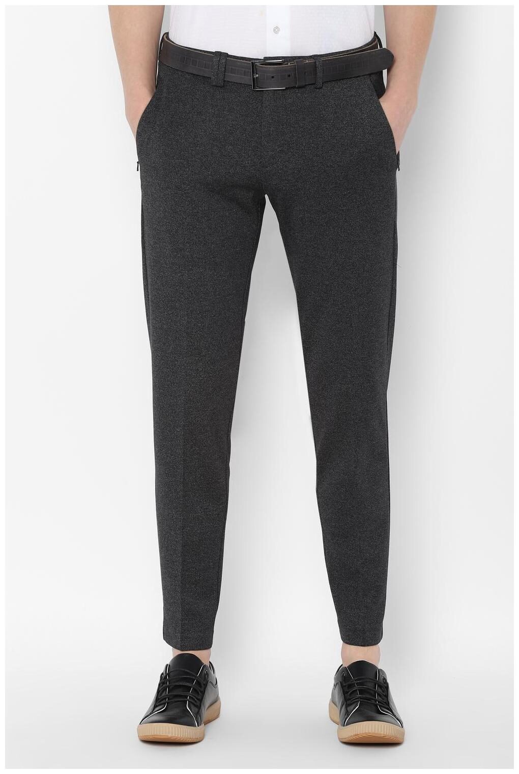 

Allen Solly Men Grey Textured Slim fit Regular trousers