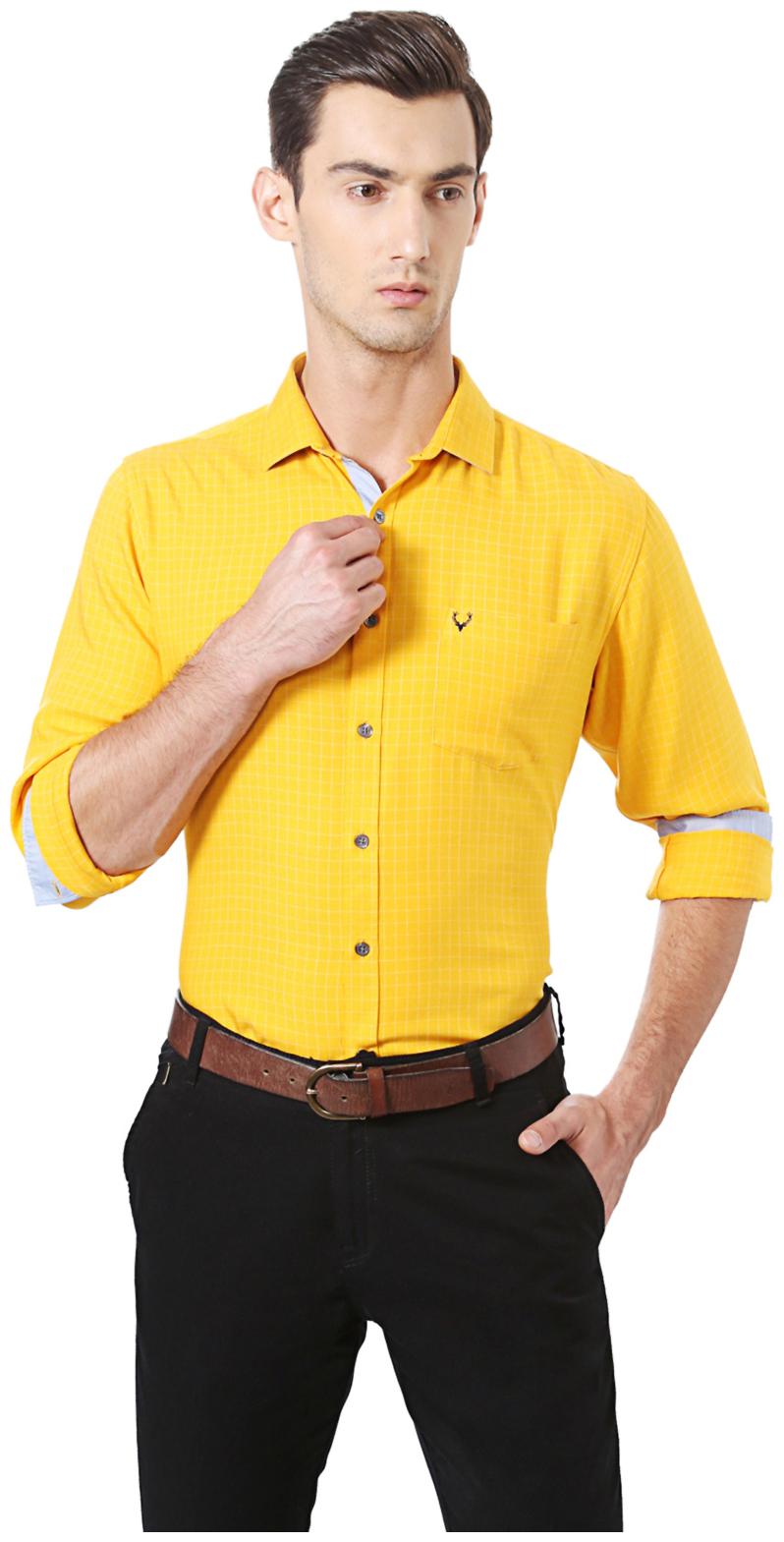

Allen Solly Men Yellow Solid Regular Fit Casual Shirt