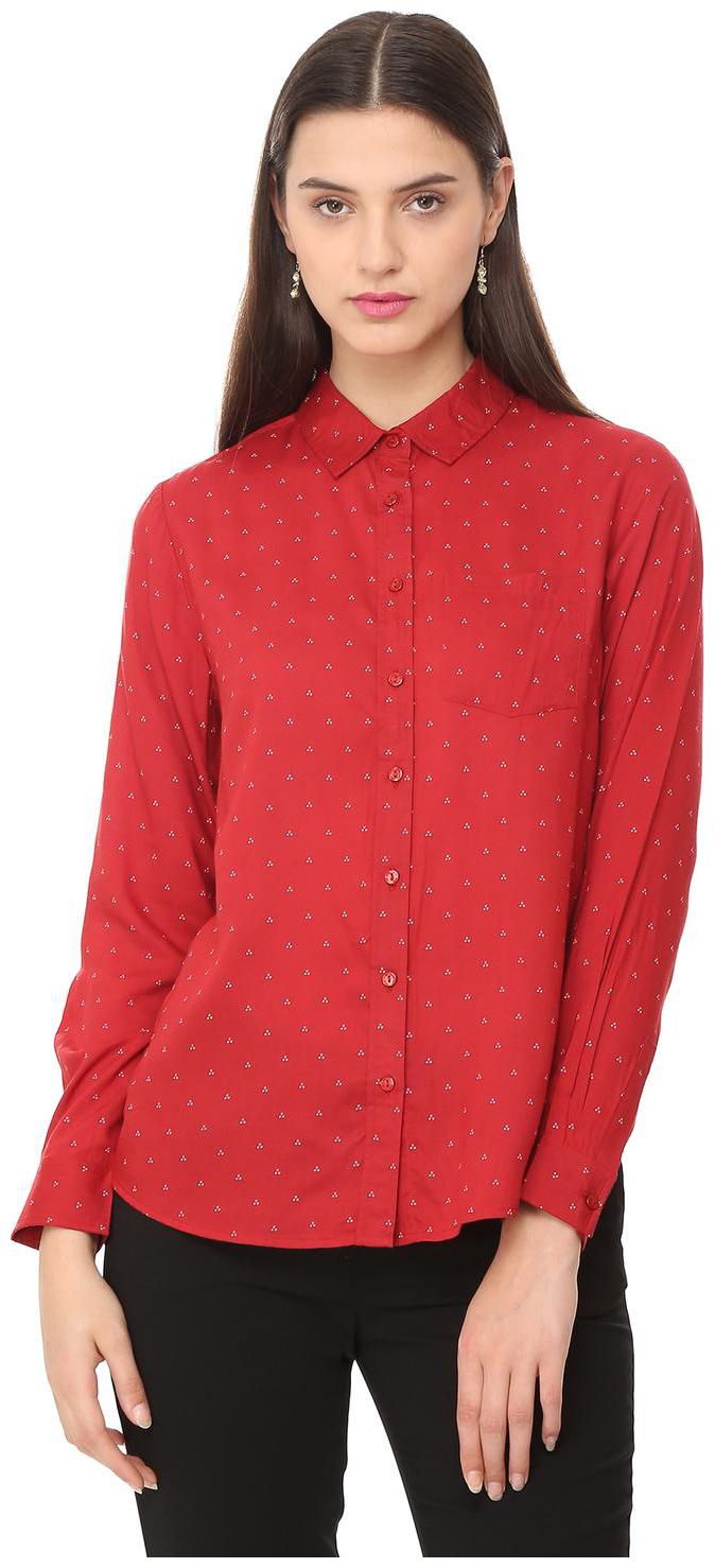 

Allen Solly Women Red Printed Regular Fit Shirt