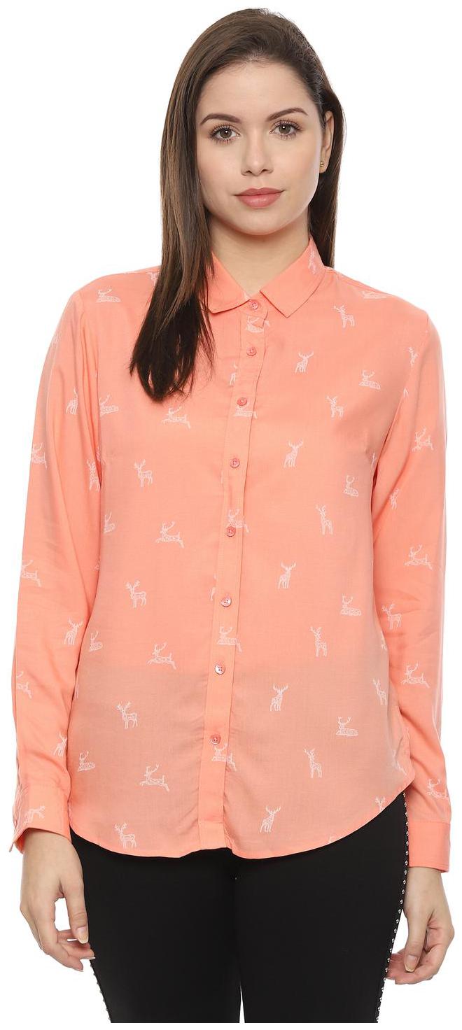 

Allen Solly Women Peach Printed Regular Fit Shirt