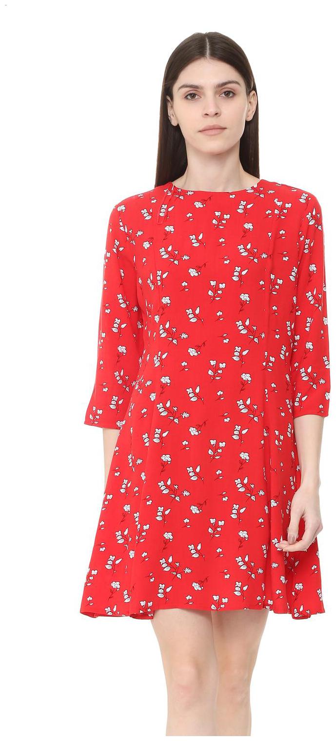 

Allen Solly Red Printed A-line dress