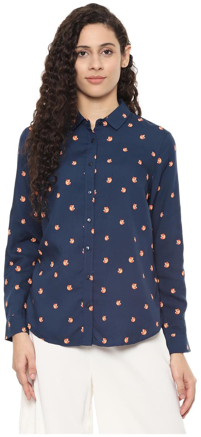 

Allen Solly Women Blue Printed Regular Fit Shirt