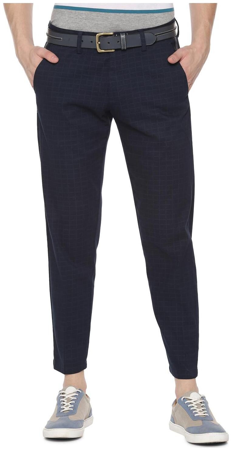 

Allen Solly Men Blue Checked Slim fit Regular trousers