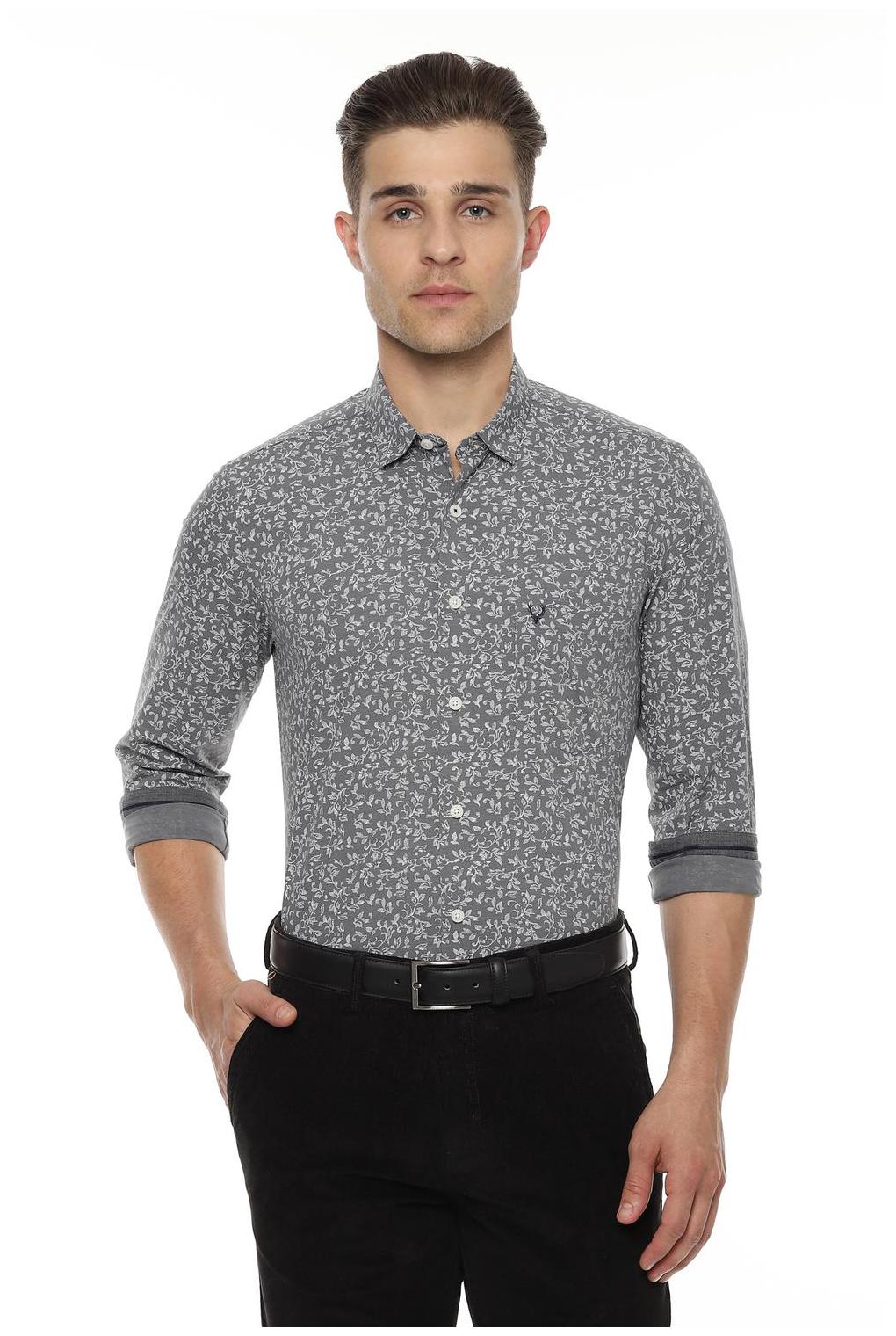 

Allen Solly Men Grey Floral Slim Fit Casual Shirt