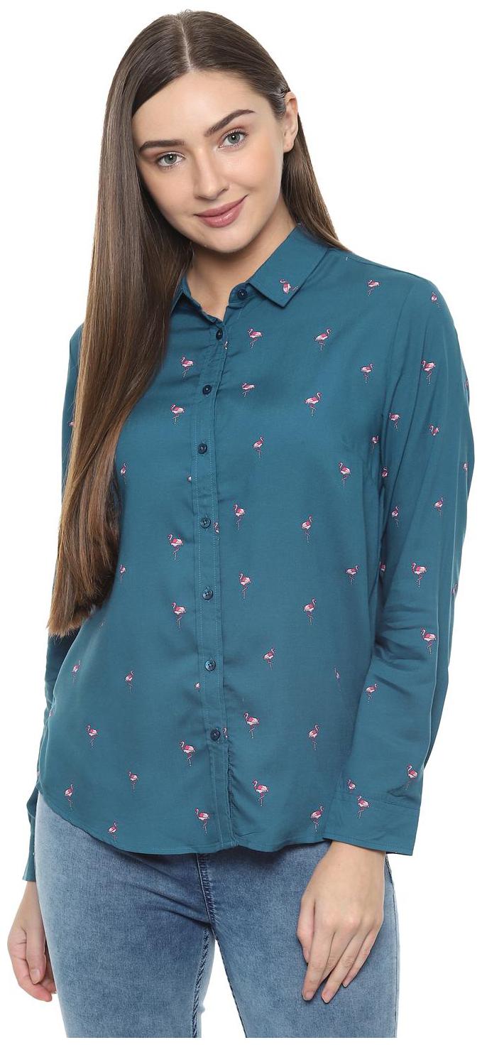 

Allen Solly Women Blue Printed Regular Fit Shirt