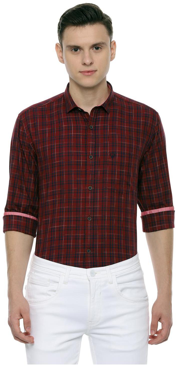 

Allen Solly Men Maroon Checked Slim Fit Casual Shirt