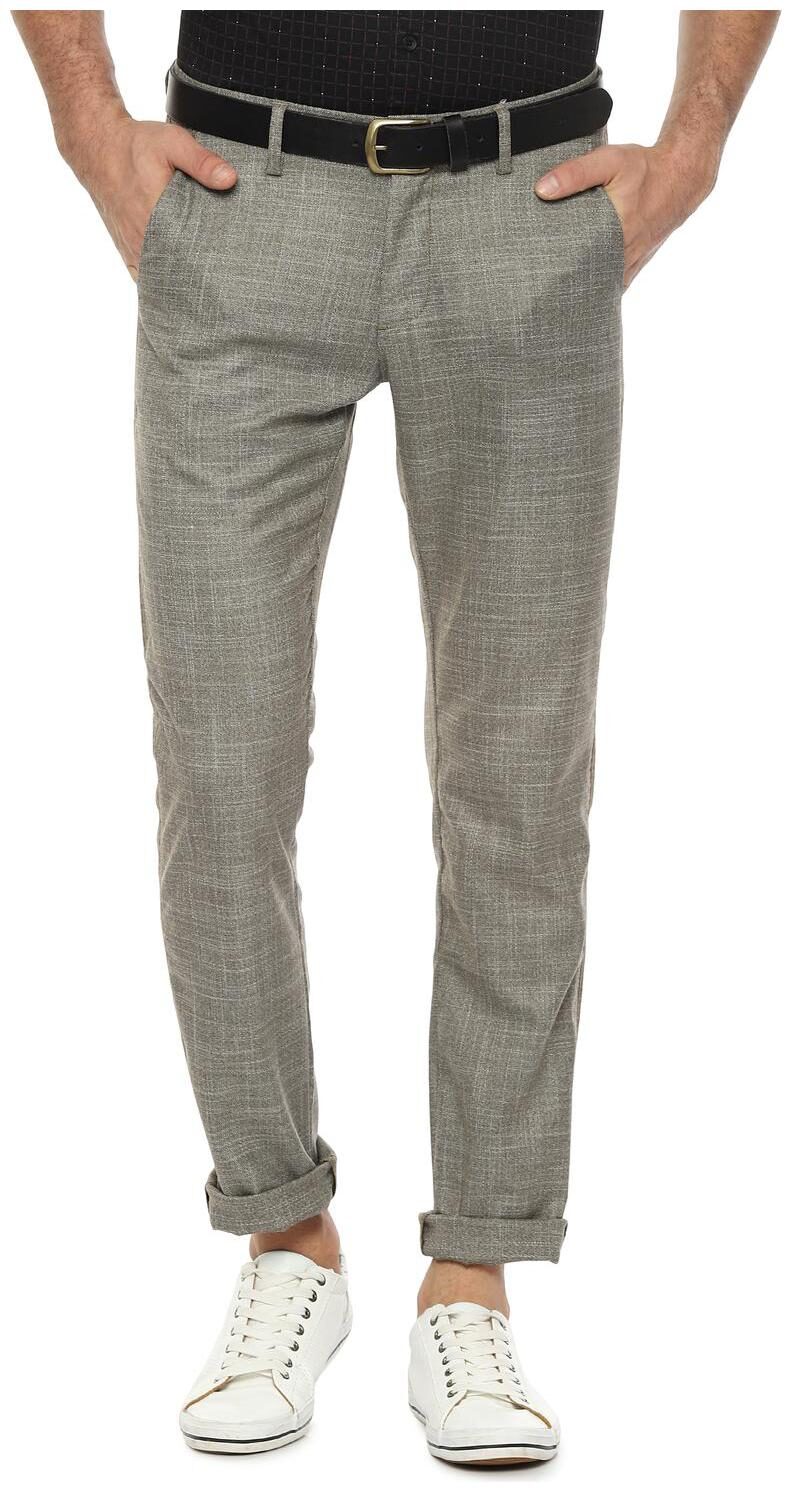 

Allen Solly Men Grey Textured Slim fit Regular trousers
