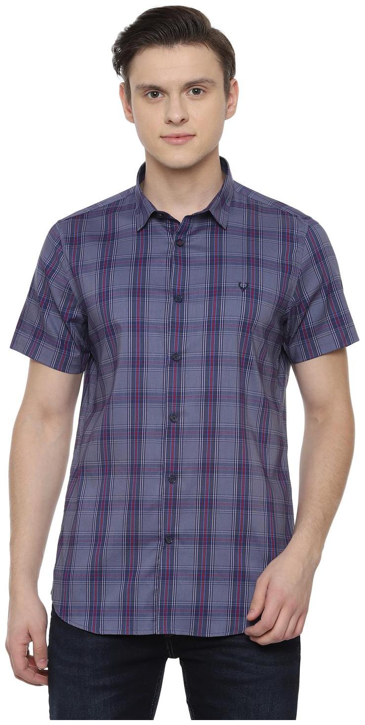 

Allen Solly Men Purple Checked Slim Fit Casual Shirt
