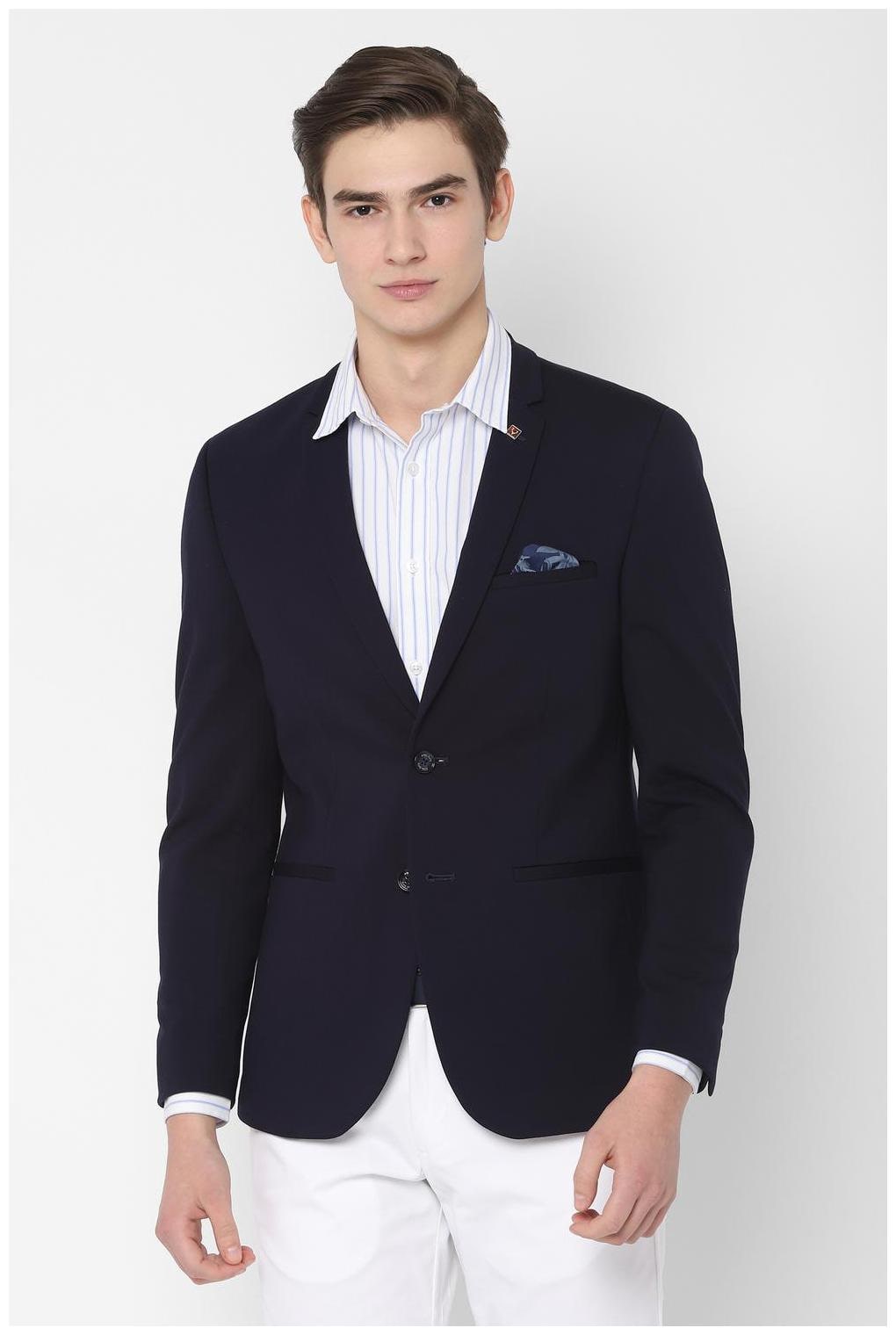 

Allen Solly Men Blue Textured Slim fit Single Breasted Blazer