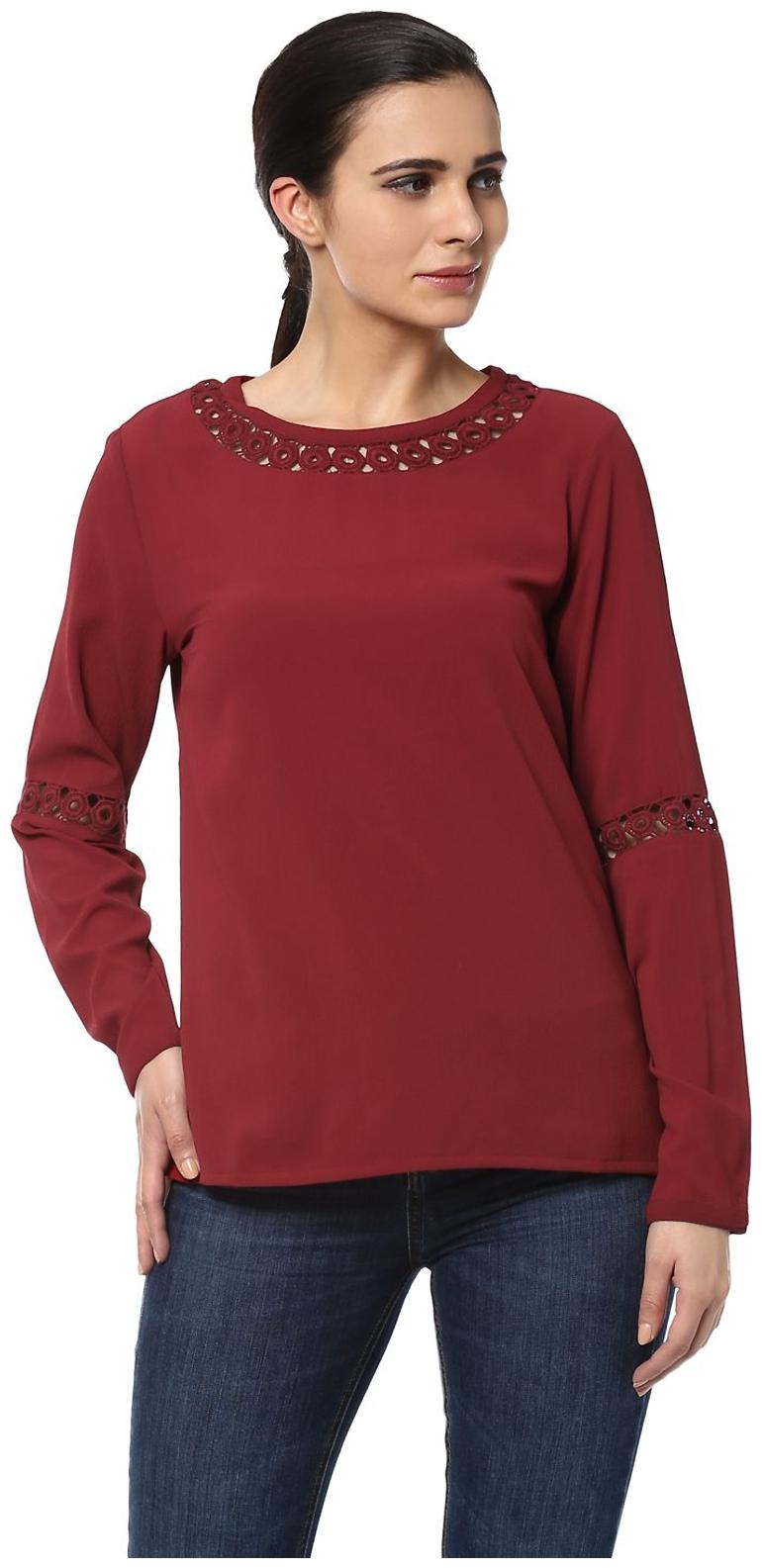 

Allen Solly Women Solid Regular top - Maroon