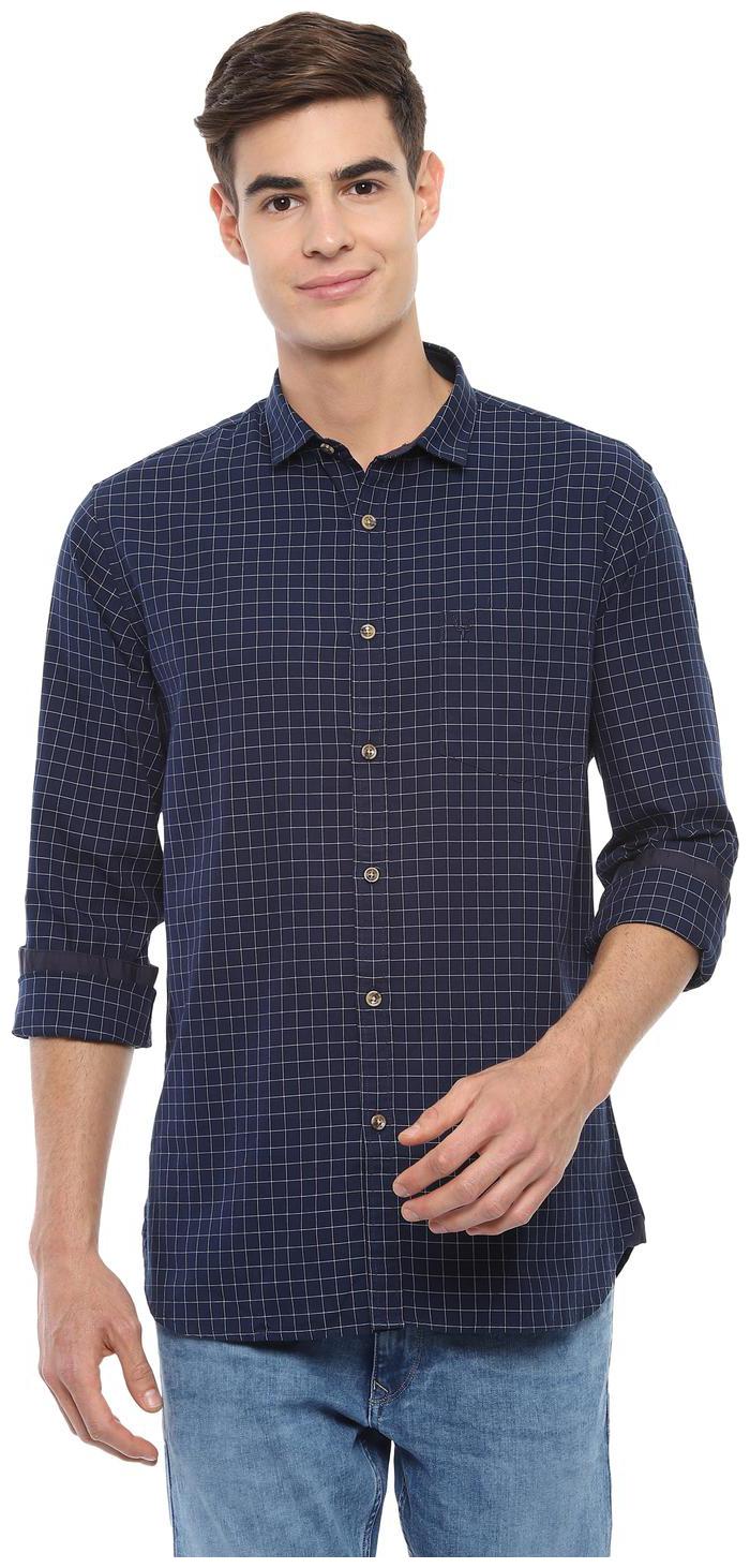 

Allen Solly Men Blue Checked Regular Fit Casual Shirt