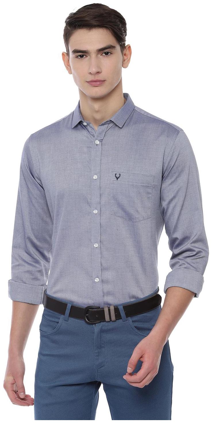 

Allen Solly Men Blue Textured Slim Fit Casual Shirt