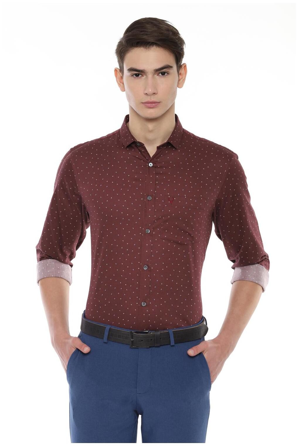

Allen Solly Men Brown Polka Dots Slim Fit Casual Shirt