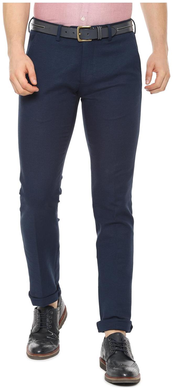 

Allen Solly Men Blue Textured Slim fit Regular trousers