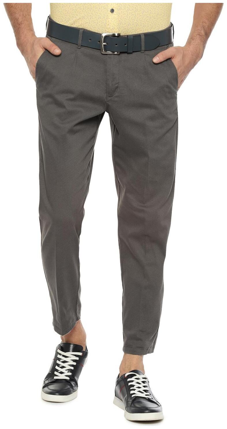 

Allen Solly Men Grey Textured Slim fit Regular trousers