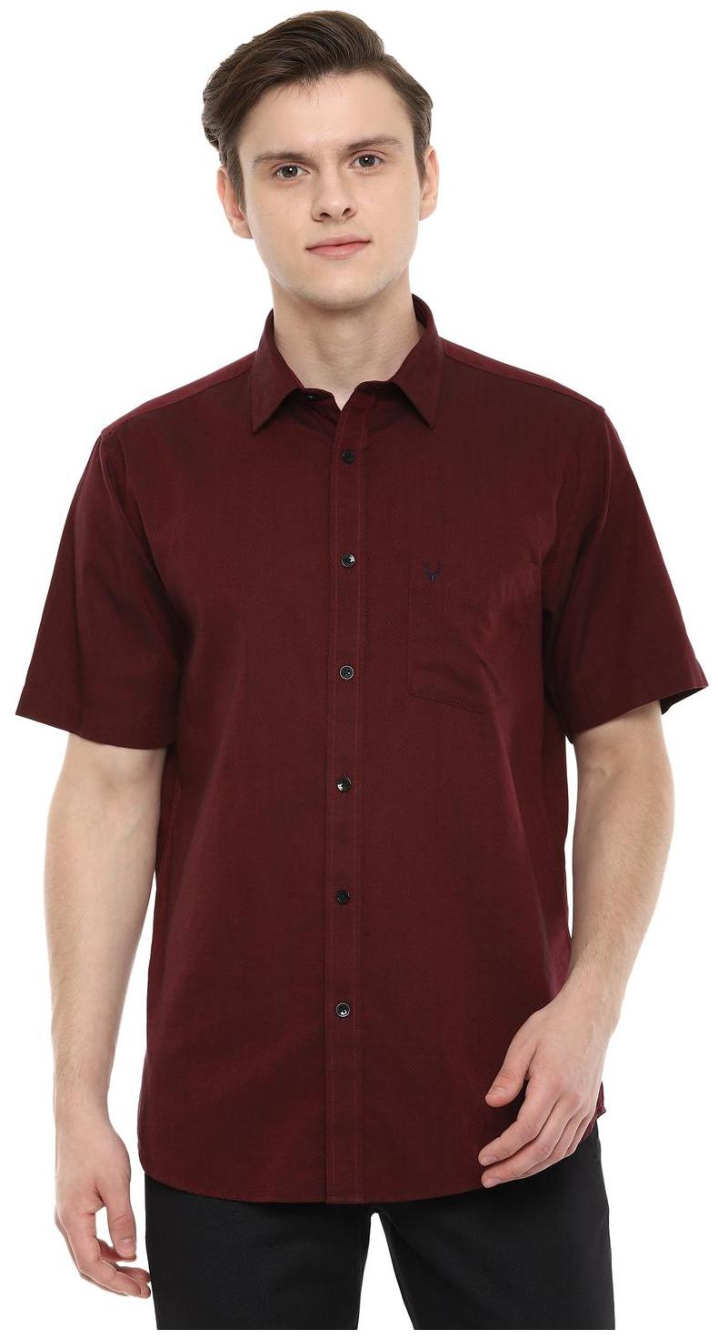 

Allen Solly Men Maroon Weaved Slim Fit Casual Shirt