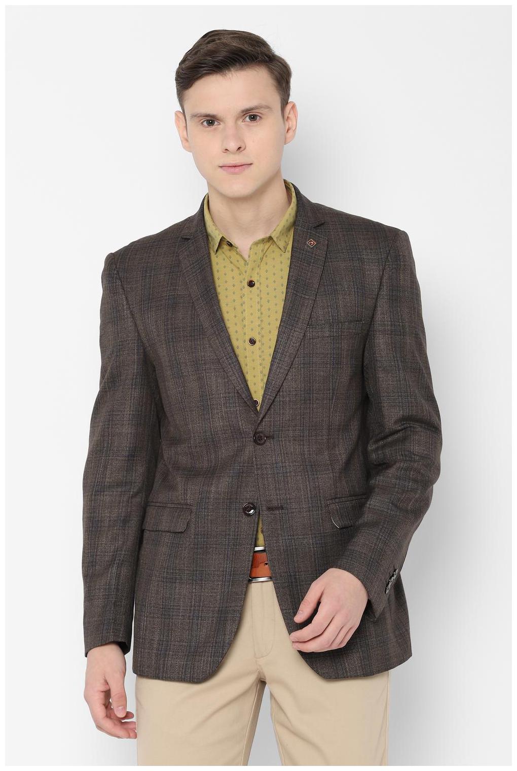 

Allen Solly Men Brown Checked Slim fit Single Breasted Blazer