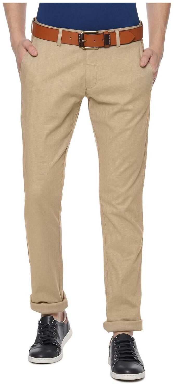 

Allen Solly Men Beige Textured Slim fit Regular trousers