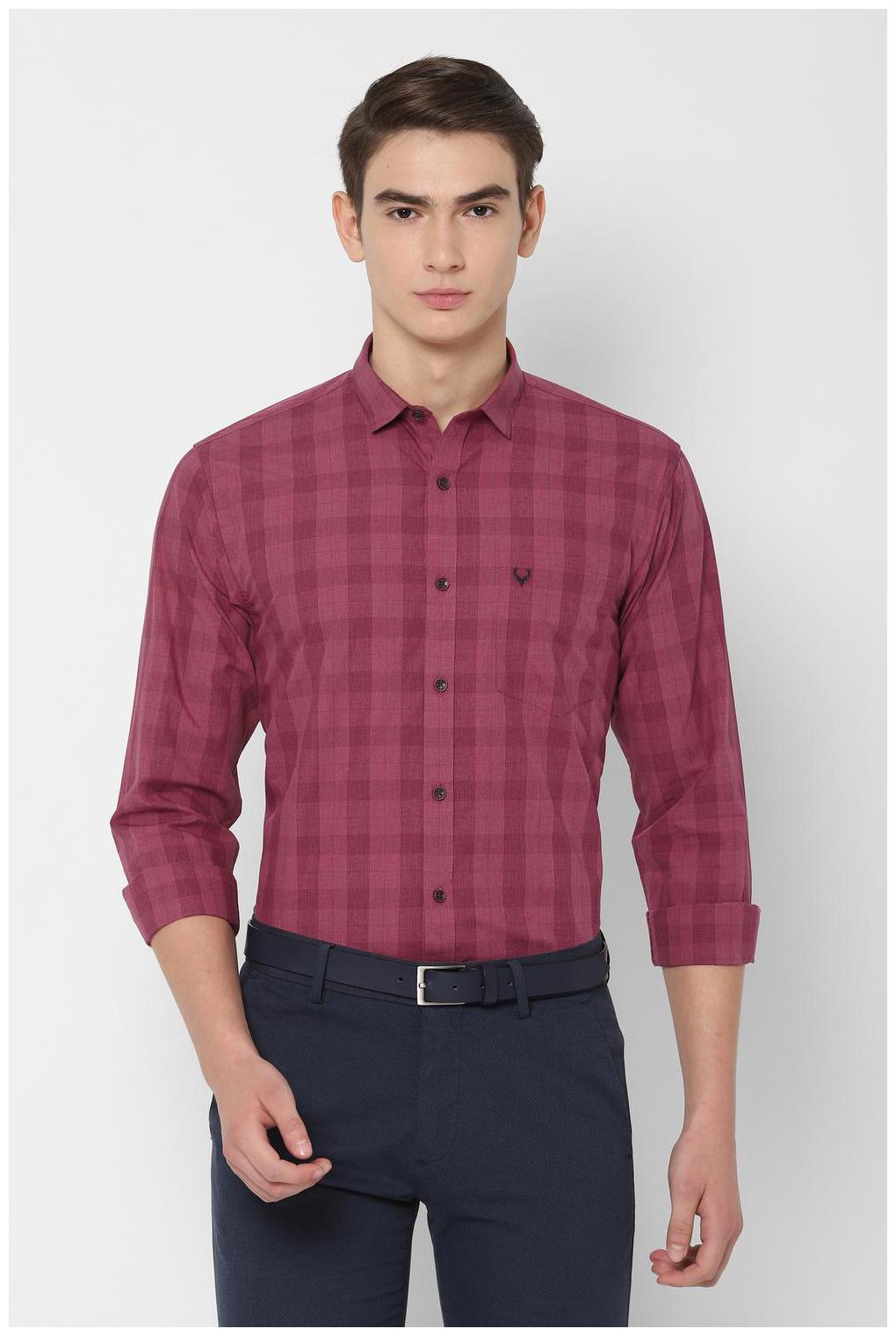 

Allen Solly Men Maroon Checked Slim Fit Casual Shirt