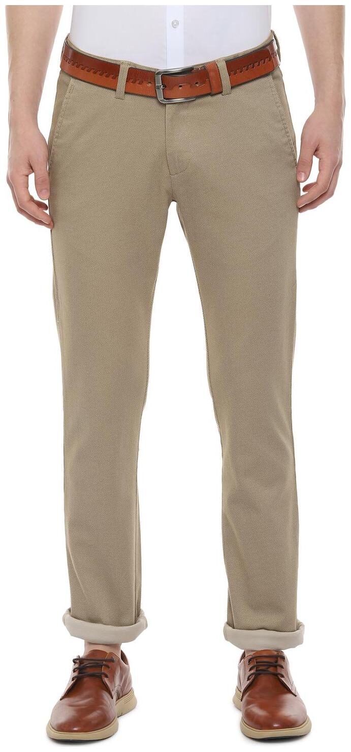 

Allen Solly Men Beige Textured Slim fit Regular trousers