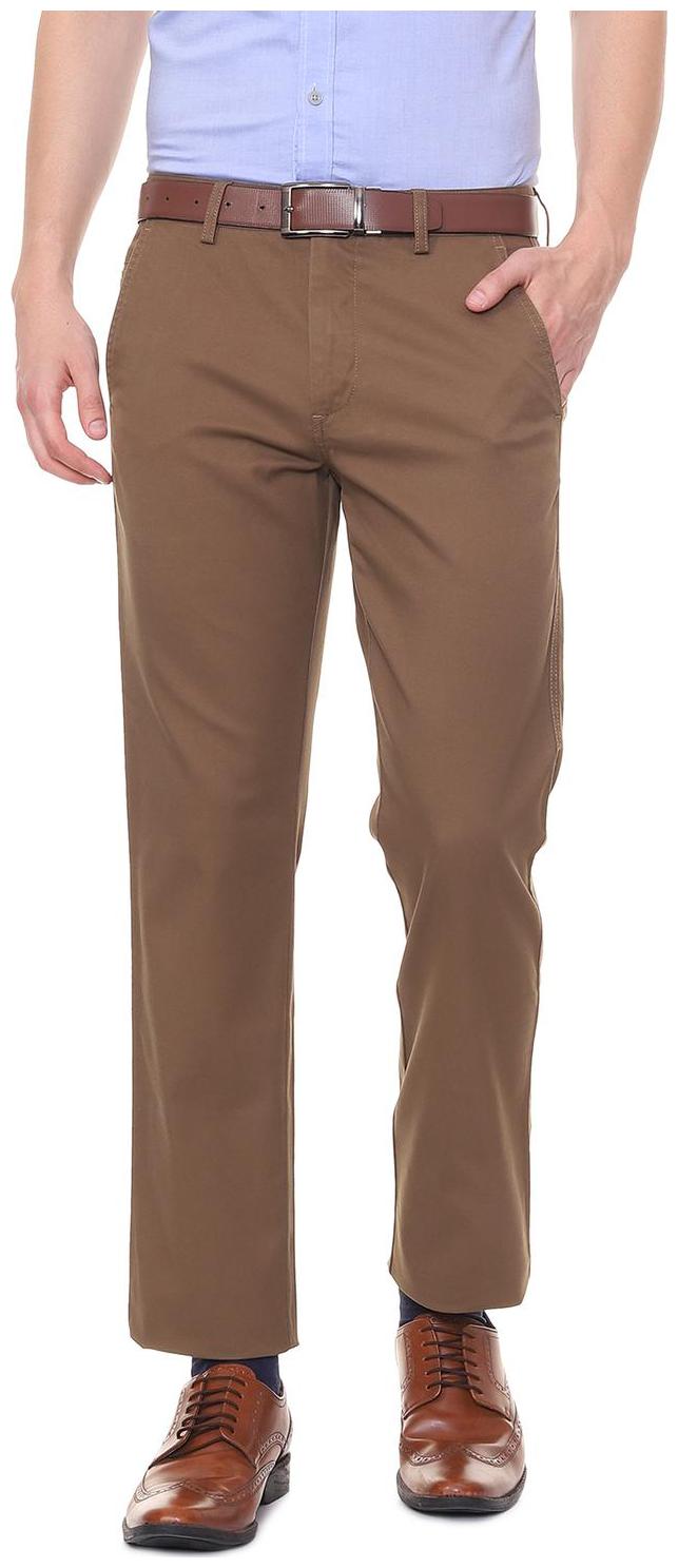 

Allen Solly Men Solid Slim Fit Formal Trouser - Brown