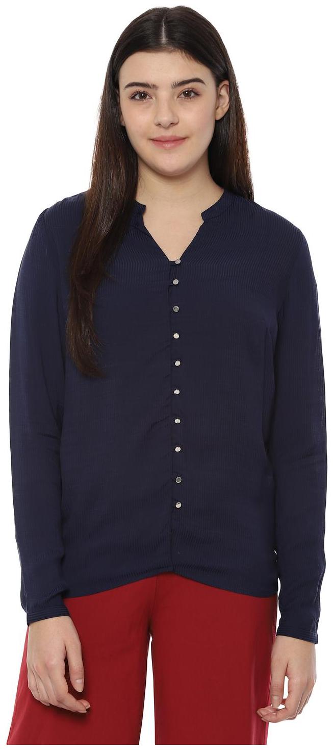 

Allen Solly Women Blue Self Design Regular Fit Shirt