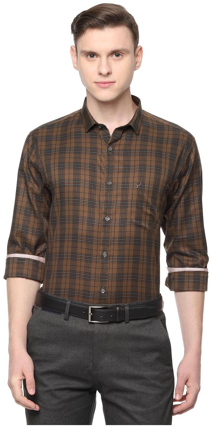 

Allen Solly Men Brown Checked Slim Fit Casual Shirt