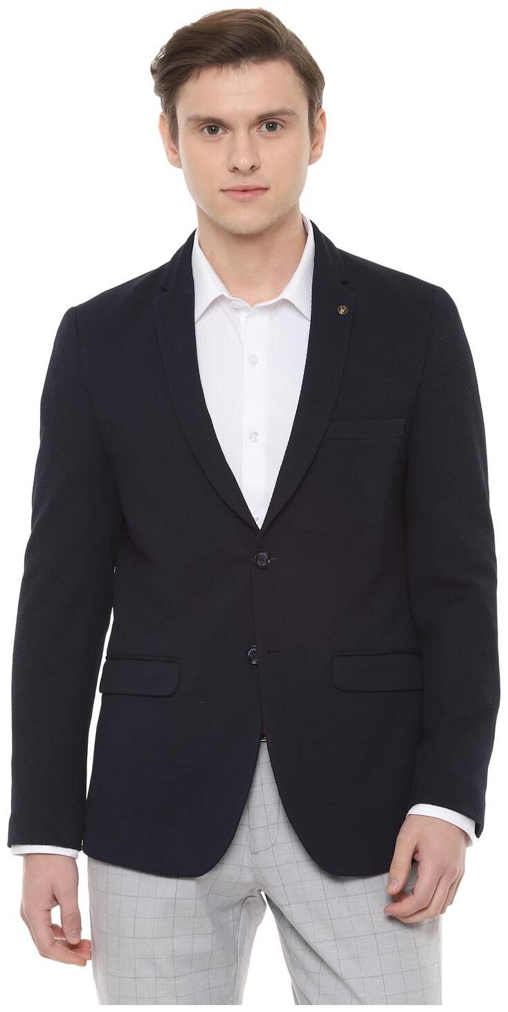 

Allen Solly Men Blue Textured Slim fit Single Breasted Blazer