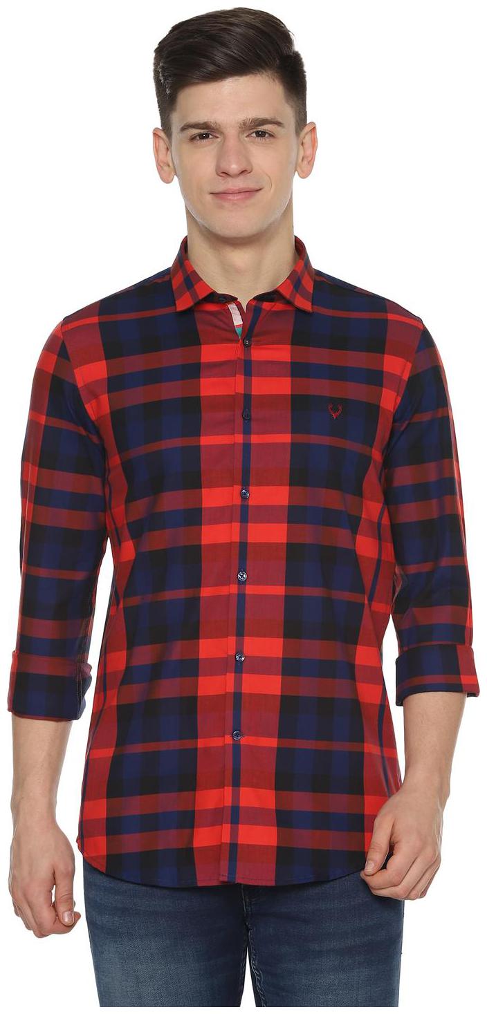 

Allen Solly Men Red Checked Slim Fit Casual Shirt