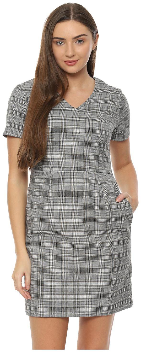 

Allen Solly Grey Checked Sheath dress