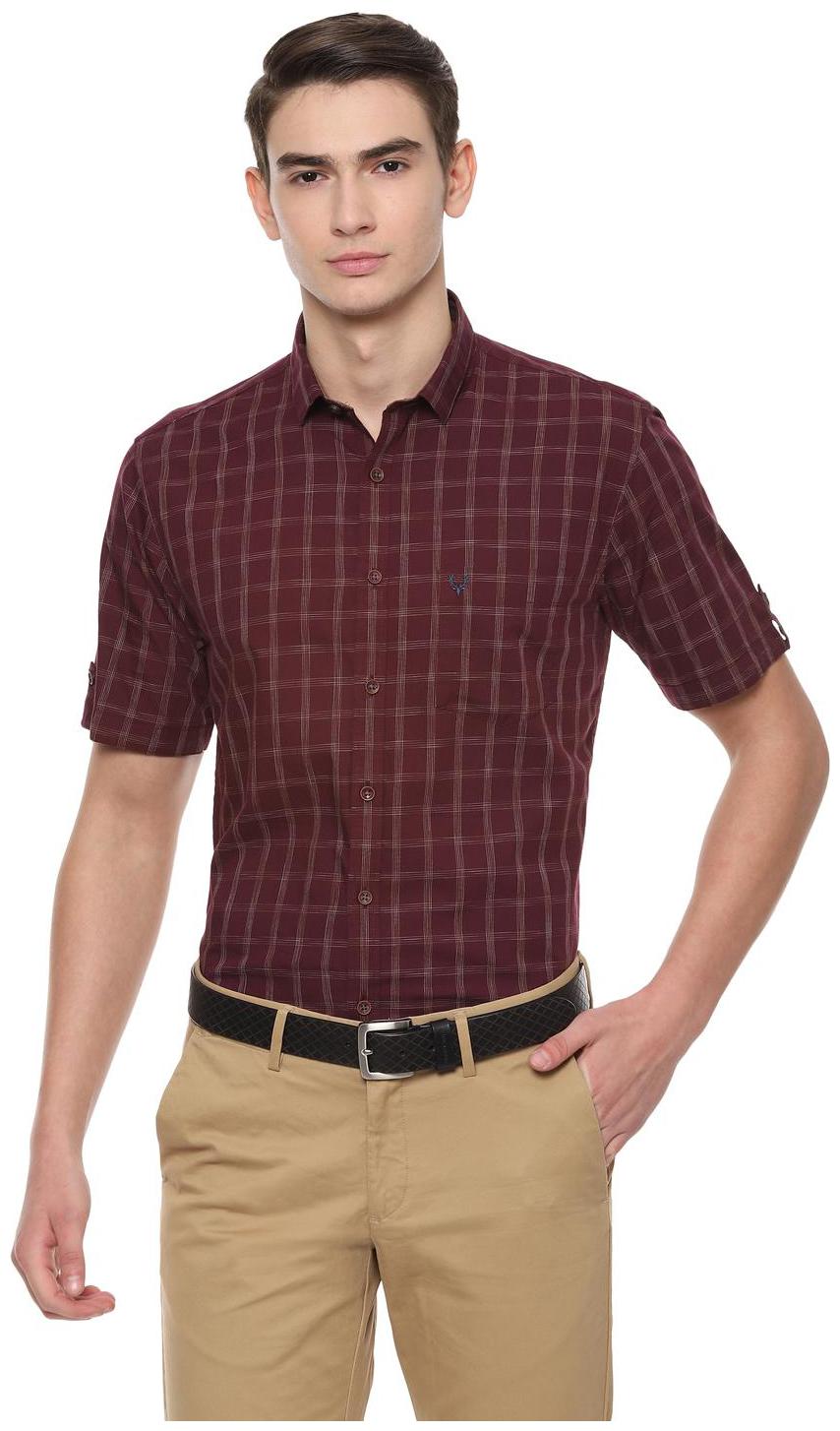 

Allen Solly Men Maroon Checked Slim Fit Casual Shirt