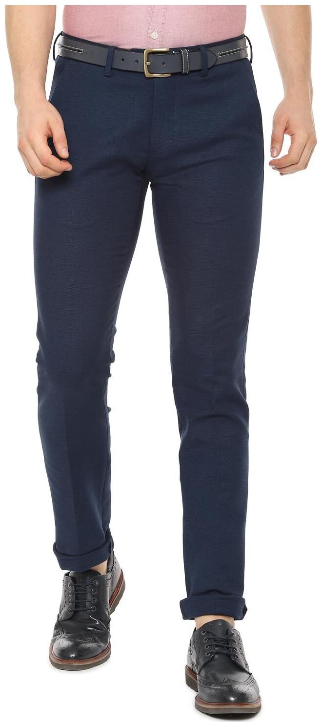 

Allen Solly Men Blue Textured Slim fit Regular trousers