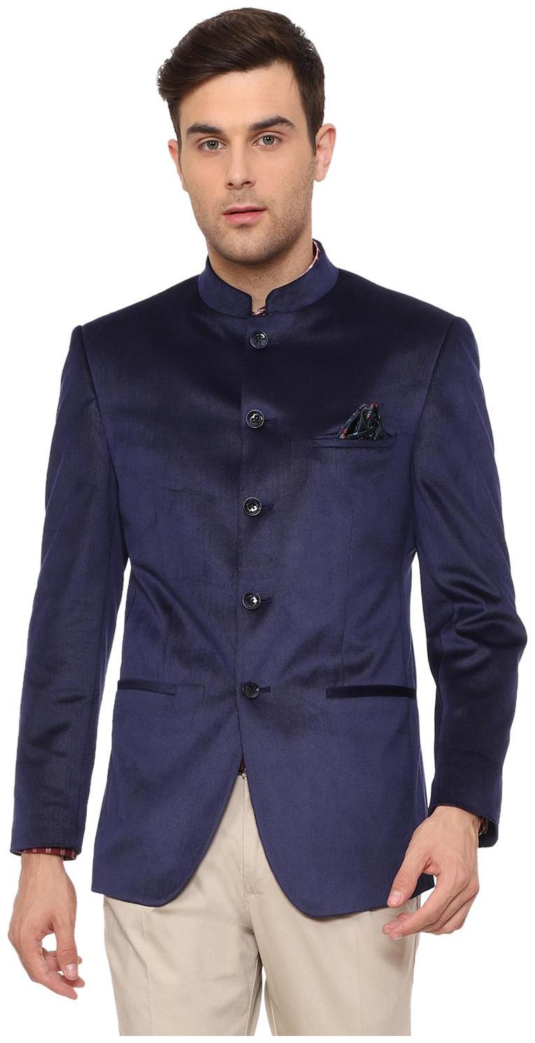 

Allen Solly Men Blue Textured Regular fit Single Breasted Blazer
