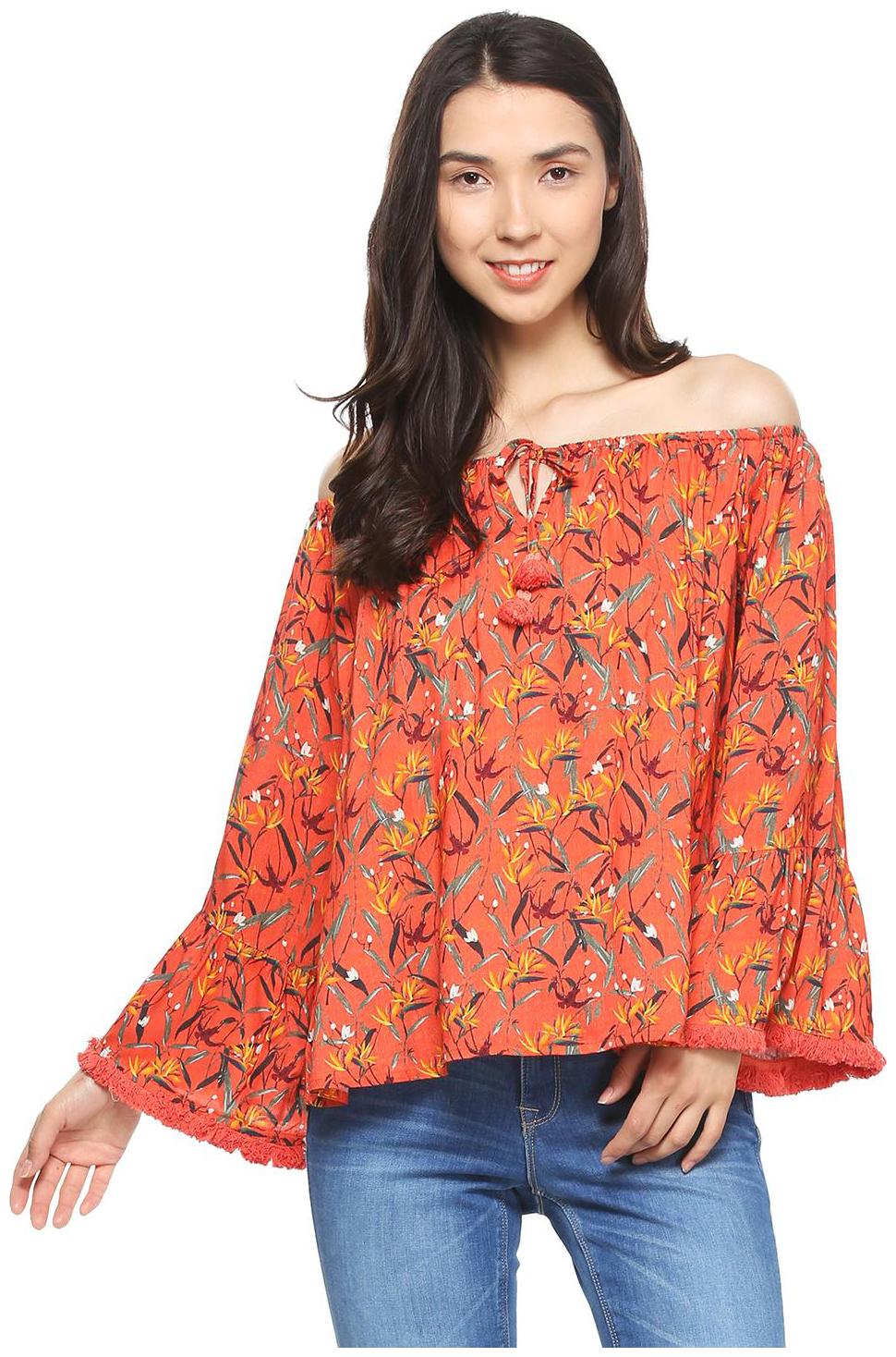 

Allen Solly Women Solid A-line top - Orange