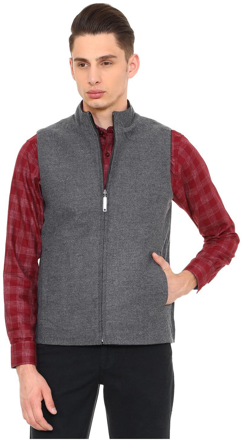 

Allen Solly Men Grey Solid Bomber jacket