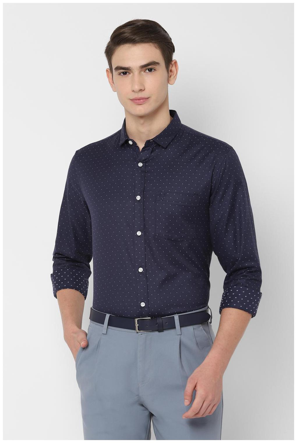 

Allen Solly Men Blue Weaved Slim Fit Casual Shirt