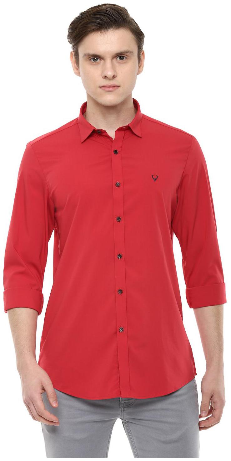

Allen Solly Men Red Solid Slim Fit Casual Shirt