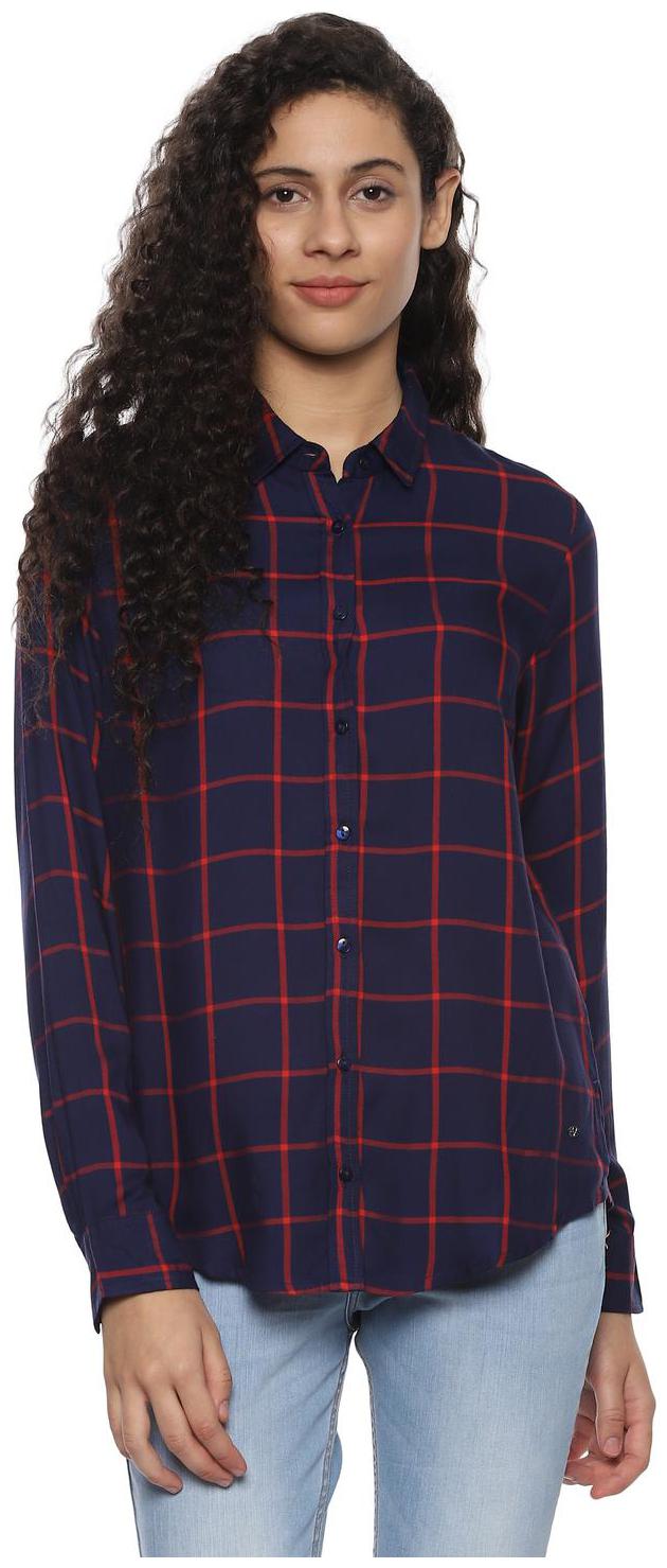 

Allen Solly Women Blue Checked Regular Fit Shirt