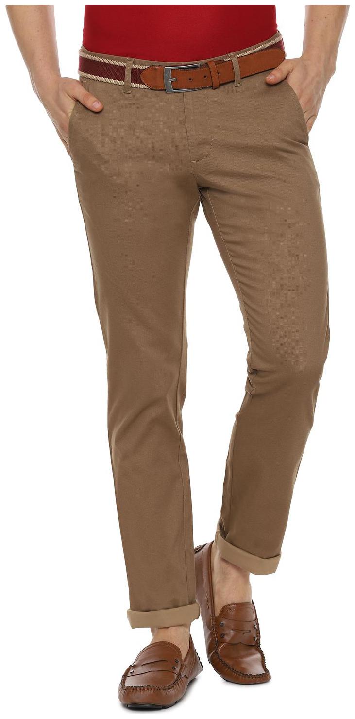 

Allen Solly Men Brown Textured Slim fit Regular trousers