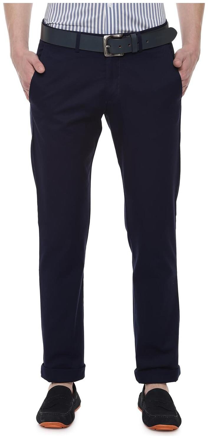 

Allen Solly Men Blue Textured Slim fit Regular trousers