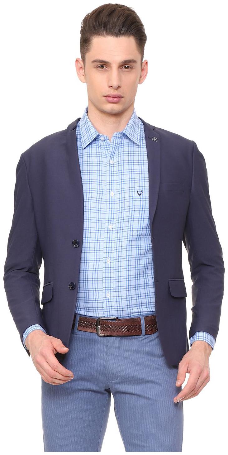 

Allen Solly Men Blue Textured Slim fit Single Breasted Blazer